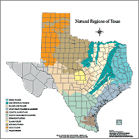 Texas Natural Regions with County Outlines